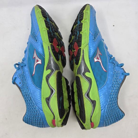 Mizuno Wave Rider Blue Lime Running Shoes Womens Size 11 - Picture 6 of 8